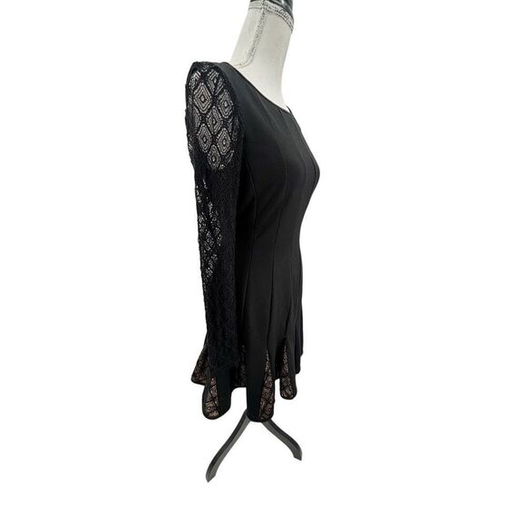 Catherine Malandrino Dress Size 6 Black Lace Panel Fit & Flare Long Sleeve - Picture 8 of 11